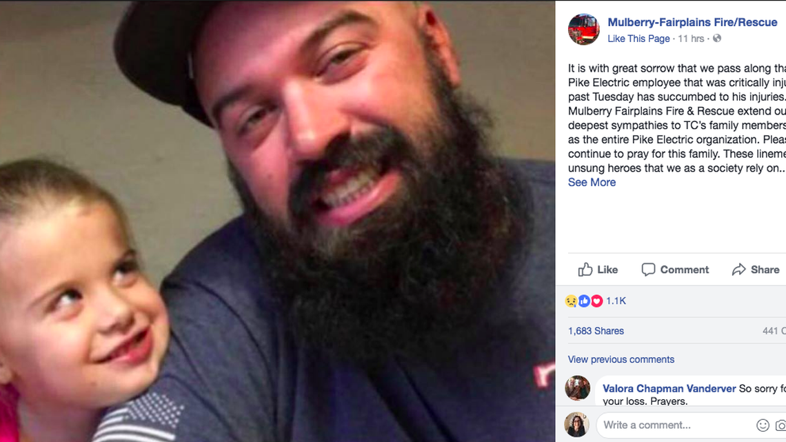 TC Simpson died while working on power lines for Pike Electric.