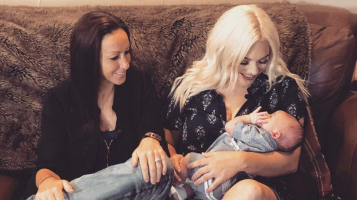 Bliss Coulter, left, and Ashleigh Coulter are believed to be the first same-sex couple where both mothers physically carried their baby, Stetson, who is now almost 5 months old.
