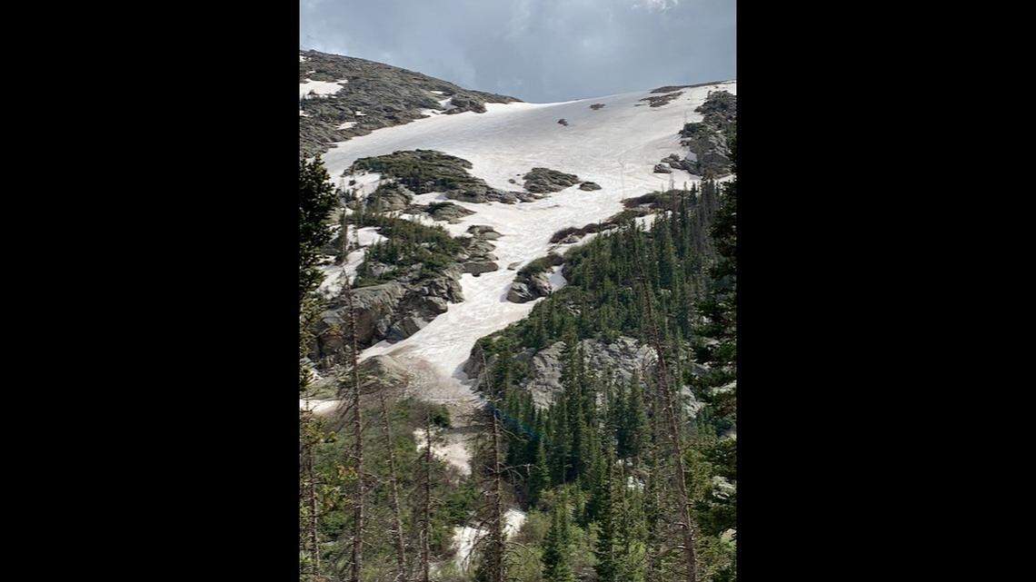 A Colorado skier died from injuries after sliding 400 to 500 feet uncontrollably into rocks, Rocky Mountain National Park said.