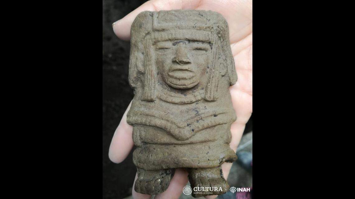An ancient Teotihuacán figurine found at the village.