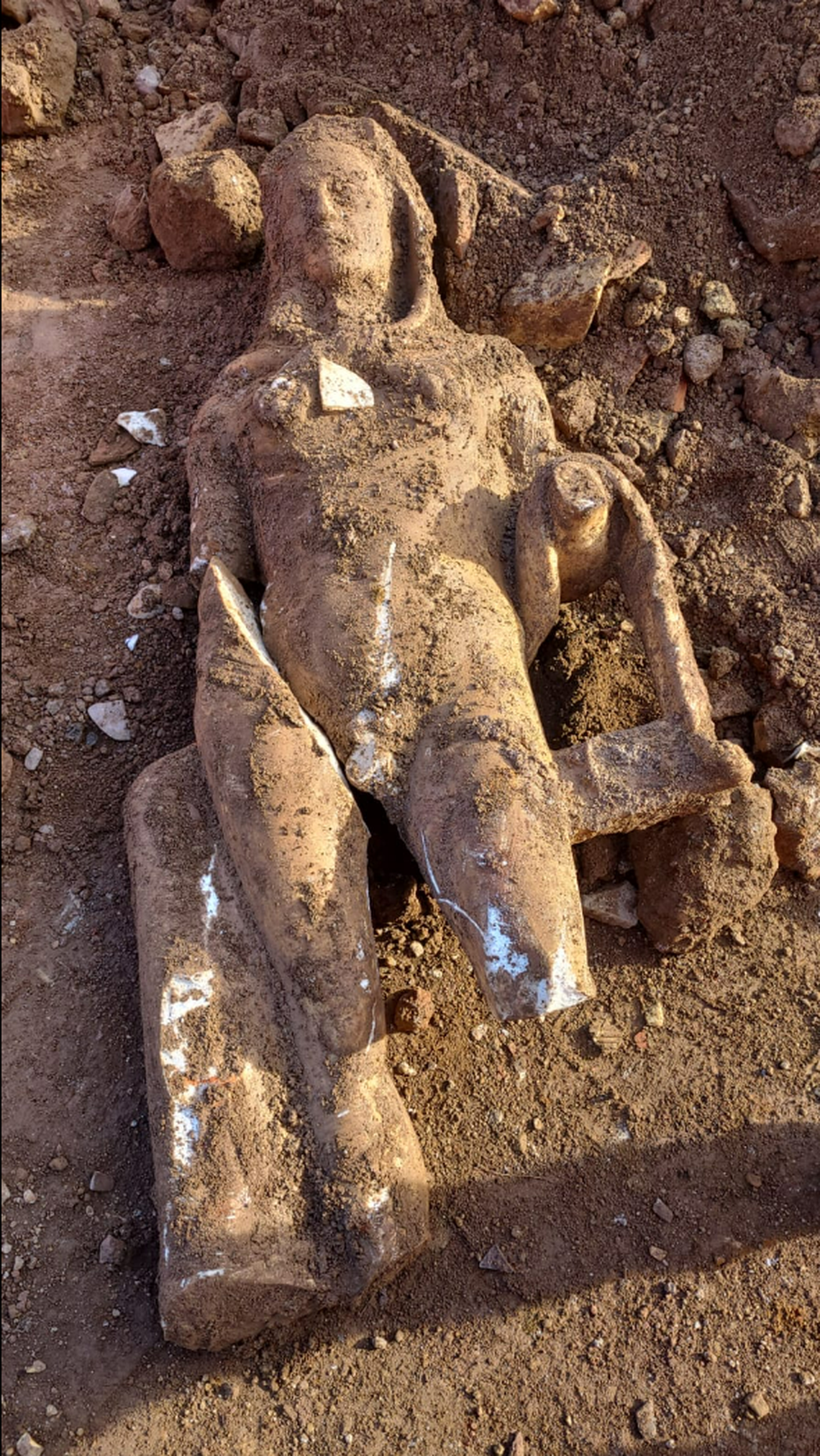 The statue was identified as Hercules, the mythological hero, by the lion skin covering its head, archaeologists said.