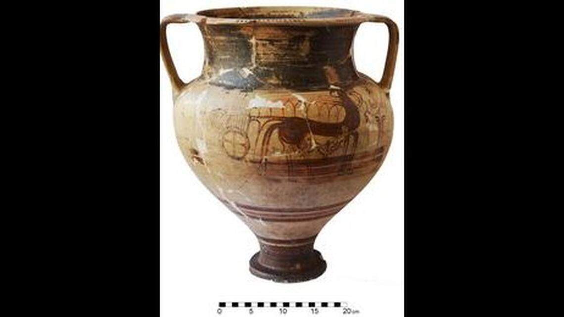 A large Greek piece of pottery dating to around 1350 B.C.