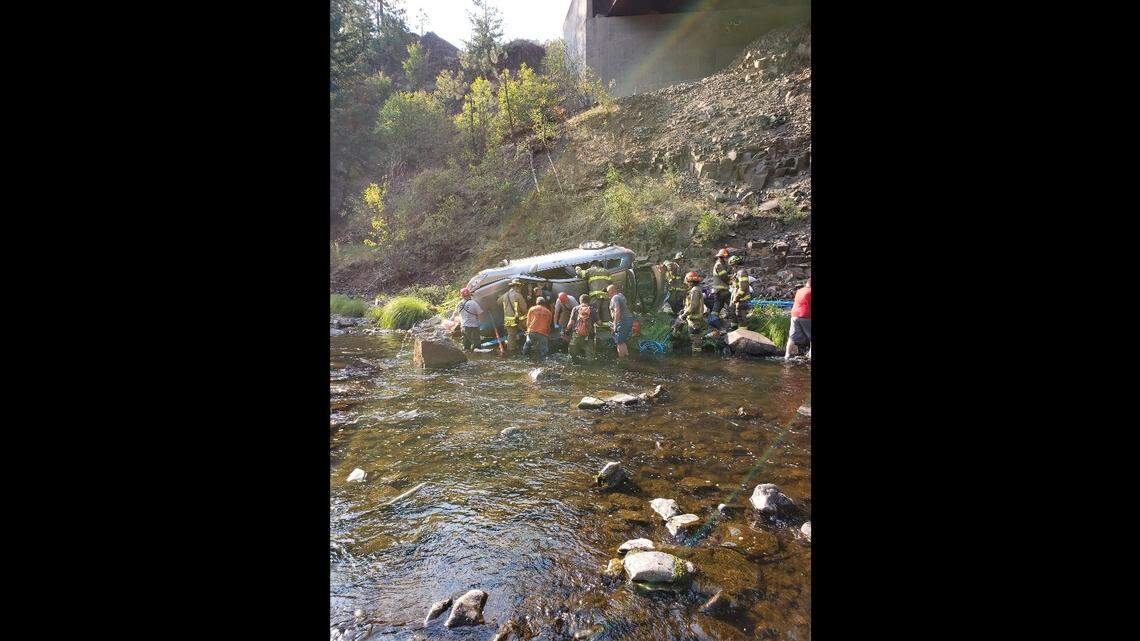A car plunged 200 feet into a river after a driver fell asleep, Oregon State Police said.