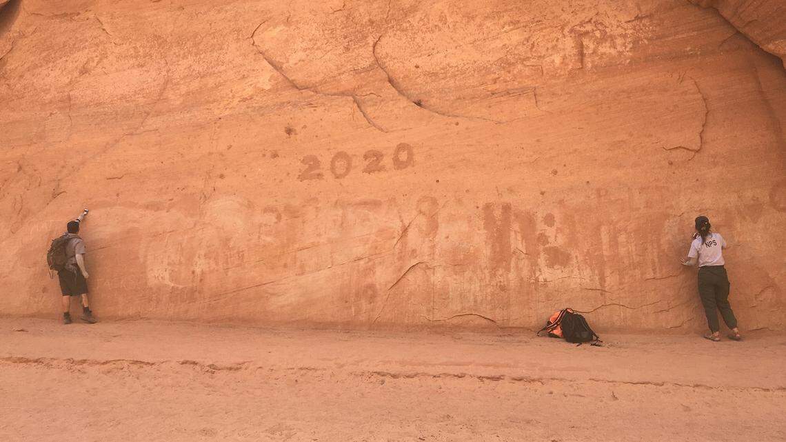 Glen Canyon rangers found at least 550 square feet of graffiti at Antelope Canyon.
