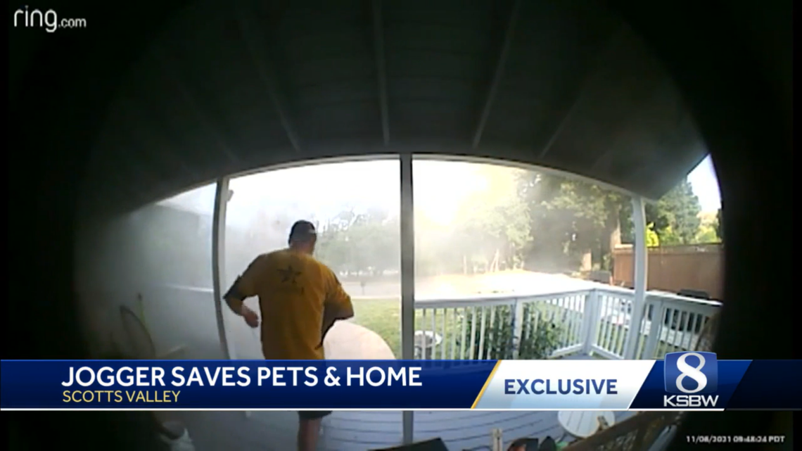 A jogger used a family’s Ring doorbell camera to tell them their house was on fire. Then, he rescued their pets from inside.