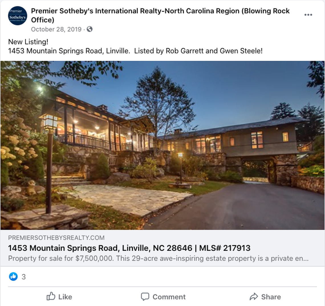 1453 Mountain Springs Rd. in Linville is located near Grandfather Mountain State Park in western North Carolina.