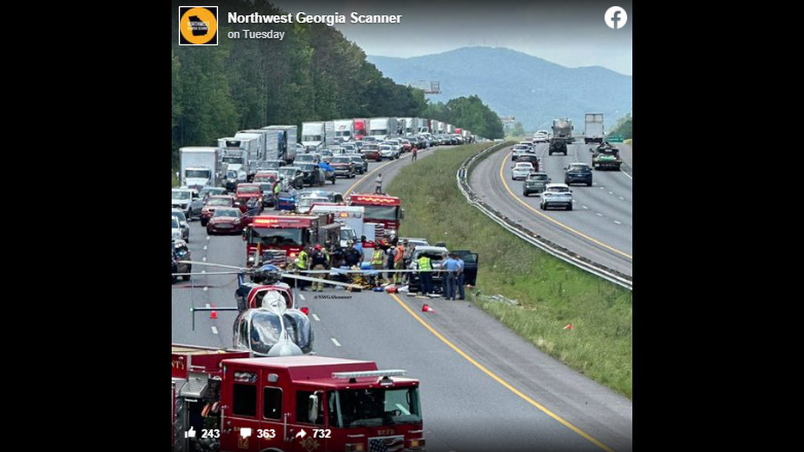 Traffic was stopped on the major Georgia highway for more than an hour, outlets report.