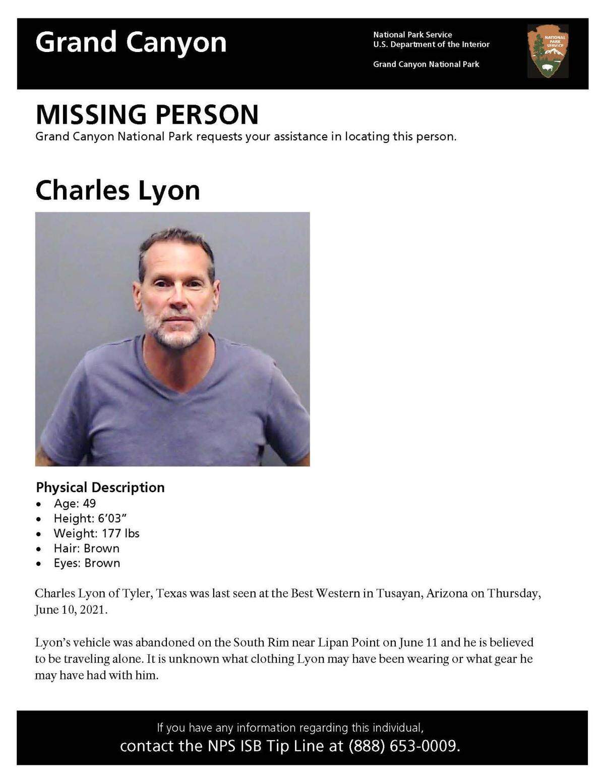 A hiker from Tyler, Texas, was last seen at a Best Western in Arizona on June 10.