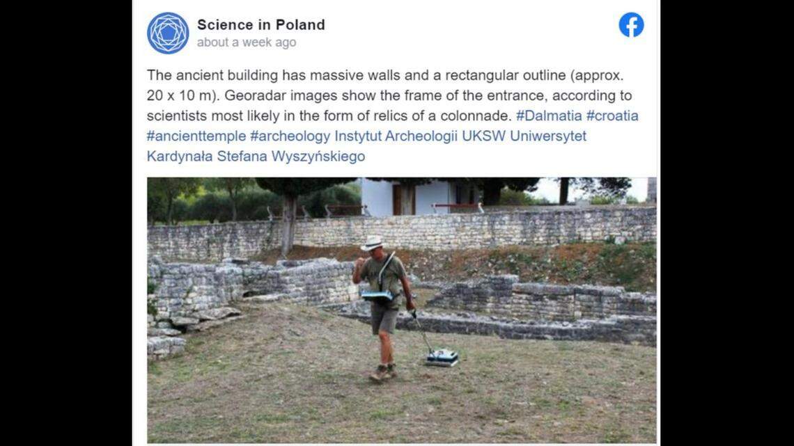 Georadar surveys revealed a “massive” ancient Roman temple beneath a church in Croatia, according to Science in Poland