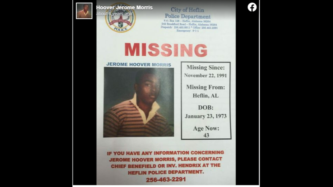 More than 30 years after Jerome Morris vanished from his residence in Heflin, Alabama, authorities announced the case is now a homicide investigation.