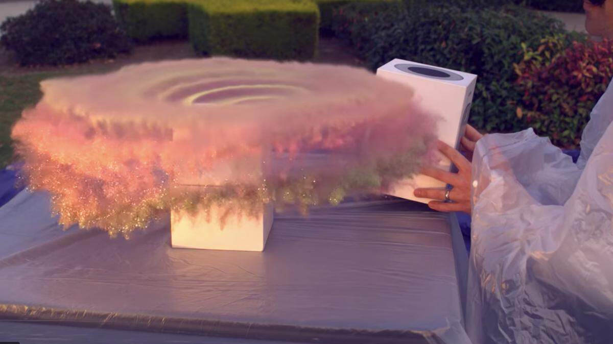 YouTube personality and engineer Mark Rober demonstrates how his contraption shoots glitter and fart spray at thieves, and records their reactions on video.