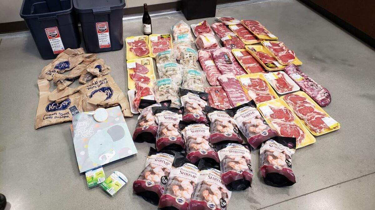 Deputies in Montgomery County, Texas say all this meat was stolen from a Kroger store.