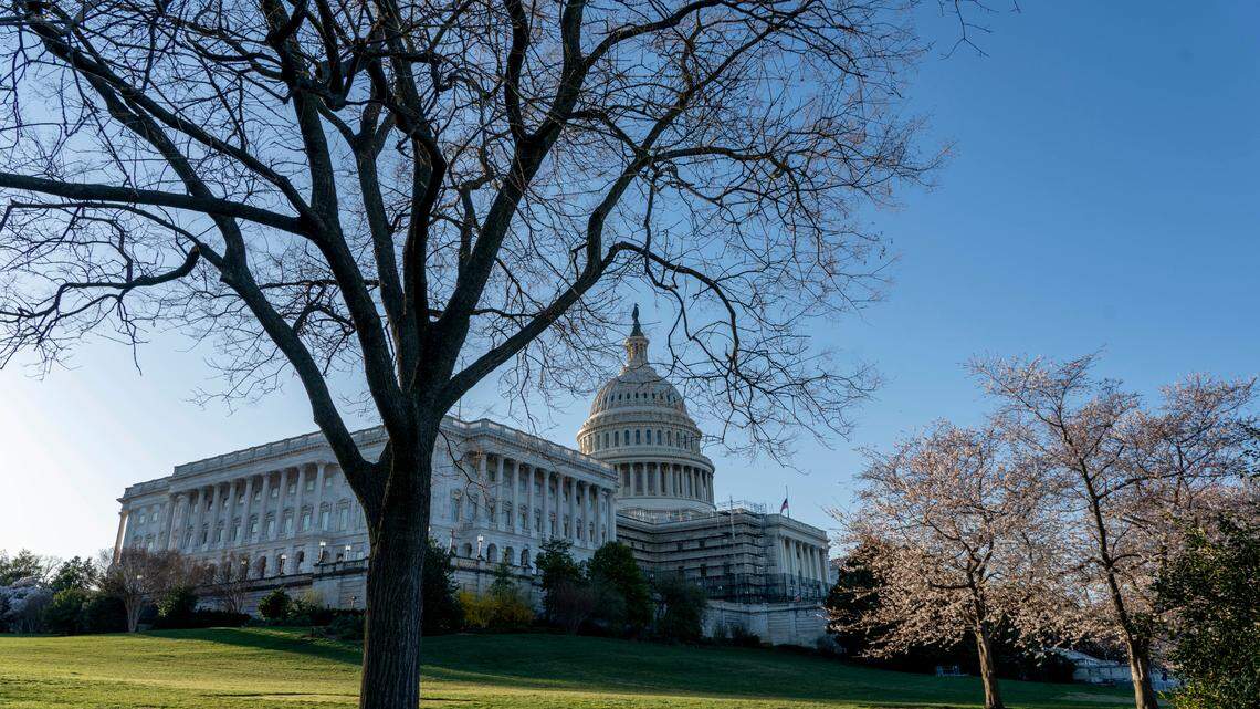 The U.S. Capitol building is seen in Washington, Monday, March 21, 2022. Election Day is one week away and the race for control of the U.S. Senate is neck-and-neck, according to recent polling. (AP Photo/Gemunu Amarasinghe)