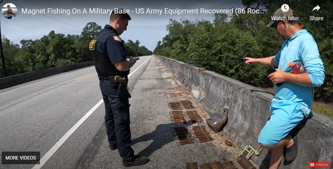 Authorities loaded up the rockets and other items and cited the YouTubers, the video shows.