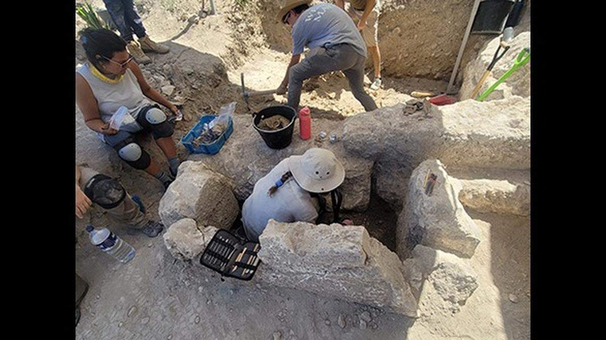 The waste disposal system was filled with pieces of pottery, glass, animal bones and charcoal, the team said.
