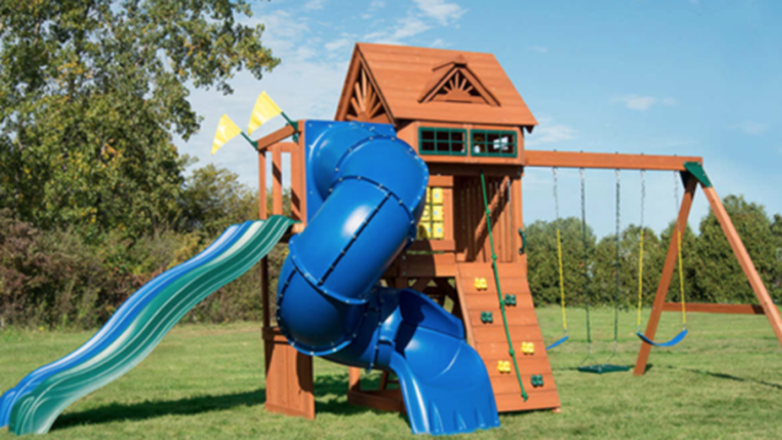 More than 5,100 wooden backyard playsets sold at Costco and Lowes — including the Cloud Racer Playset, shown above — were recalled because children could get stuck inside a gap between two parts, officials said.
