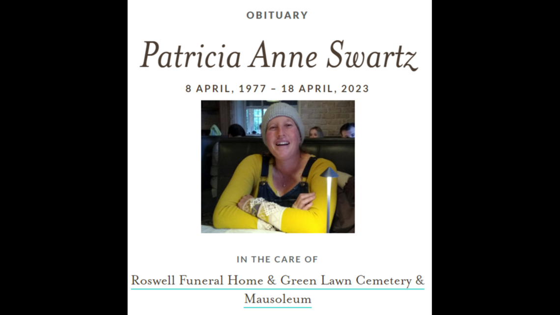 Patricia Swartz, 46, was hiking with her dogs at a national park in Georgia when she fell from a cliff and died, officials said.