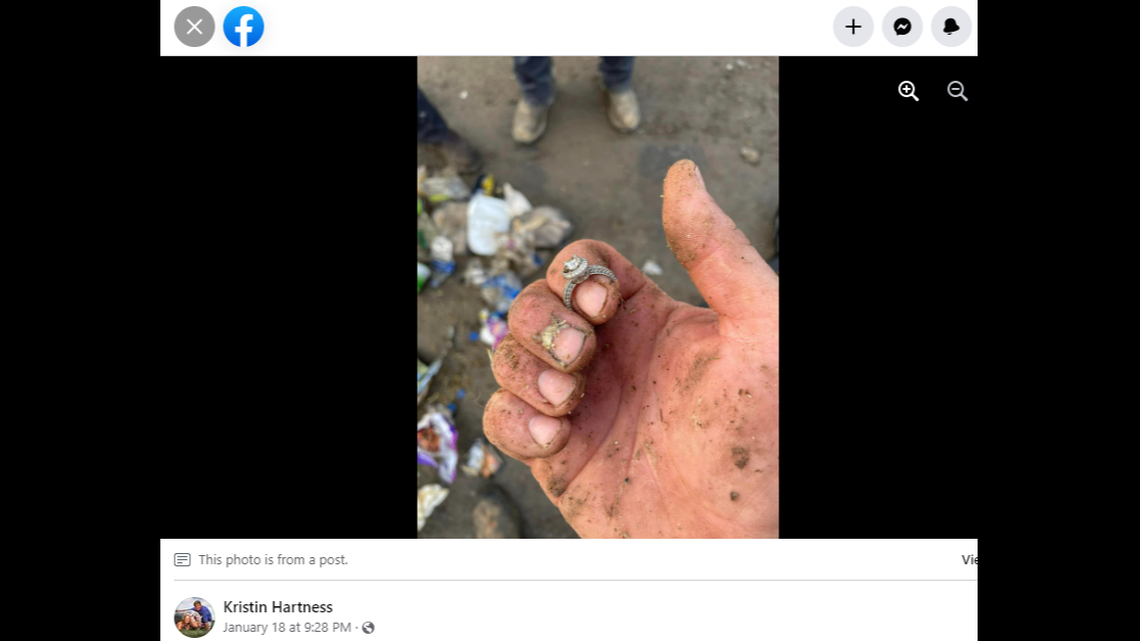 The North Carolina man searched for ours before finding his wife’s engagement ring in the landfill.