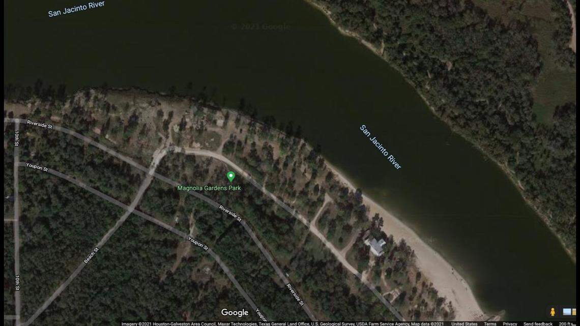 The body of a newborn baby was found inside a porta potty at Magnolia Gardens Park in Harris County, Texas, officials say. Screengrab from Google.