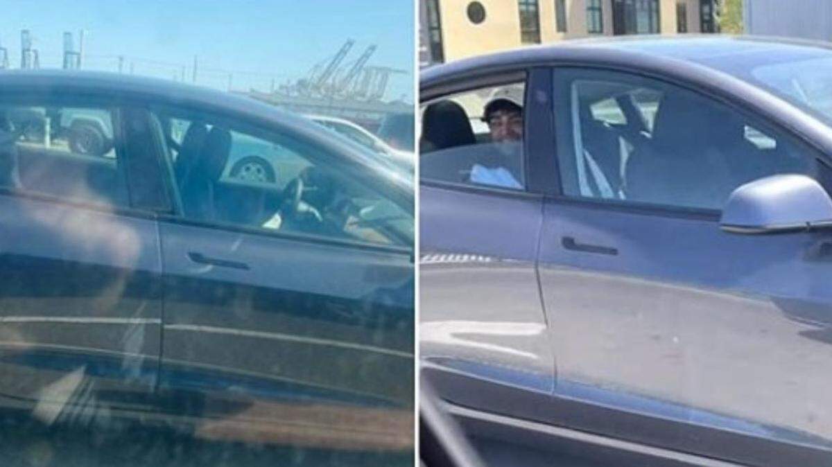 California Highway Patrol officials said concerned drivers reported seeing a Tesla with no one riding in the front seat.