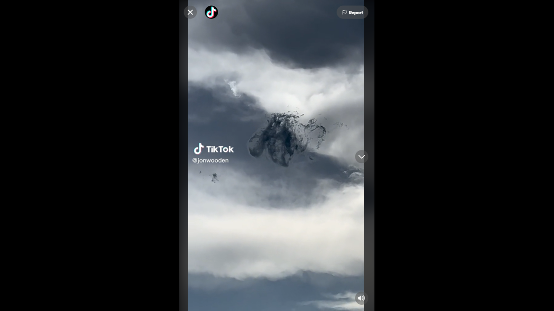The mysterious formation in the sky was caught on video and has millions of views on TikTok.