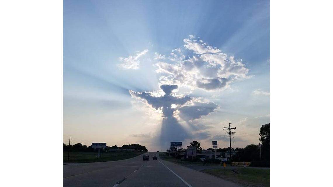 Danny Ferraro, 57, snapped this photo of a cloud that closely resembles an angel while riding with his wife down Texas 105.
