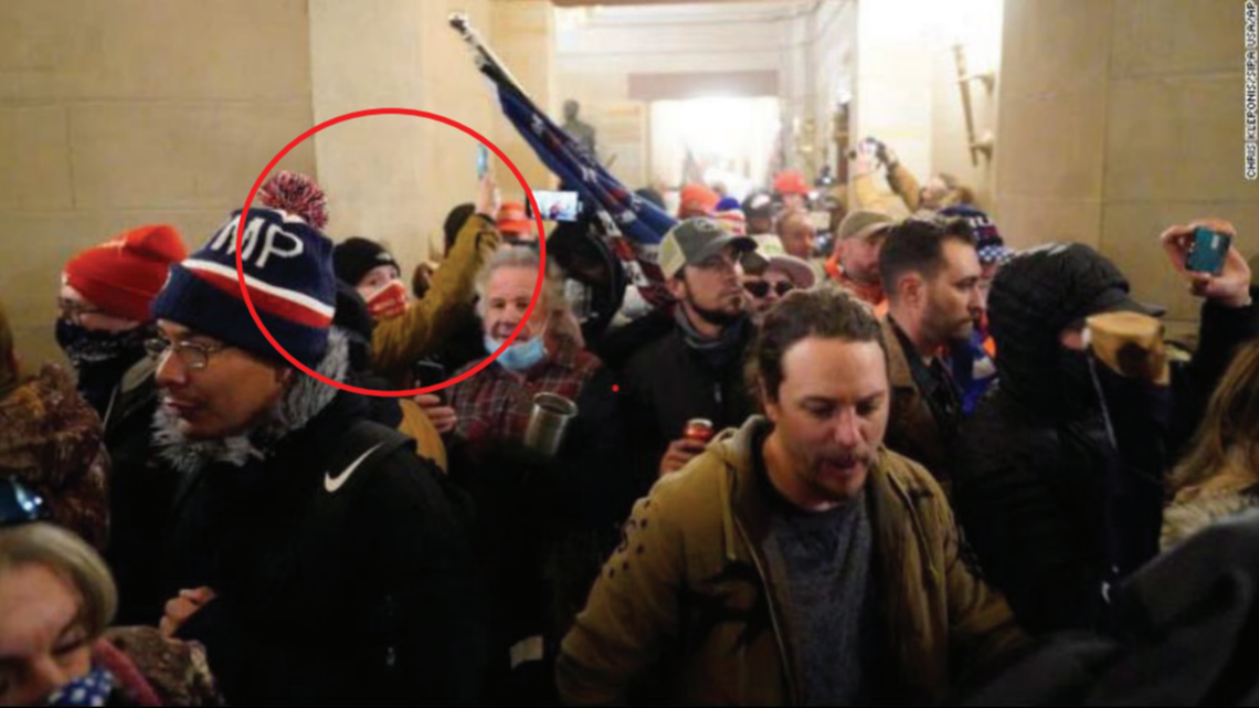 A CNN photo captured Chance and James “Sonny” Uptmore inside the Capitol on Jan. 6, authorities say. Photo from FBI