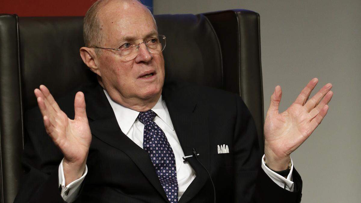 Supreme Court Justice Anthony Kennedy speaks to faculty members at the University of Pennsylvania law school, Thursday, Oct. 3, 2013, in Philadelphia. Kennedy just announced his retirement from the high court.