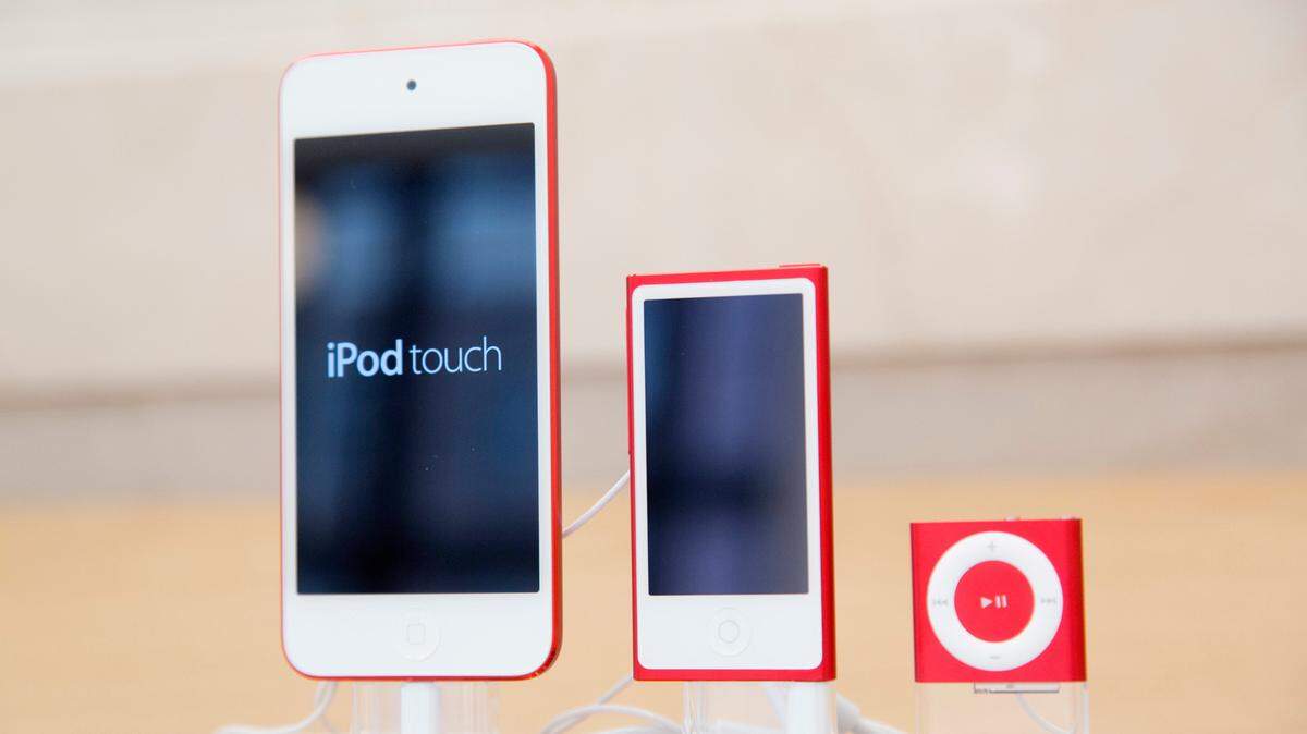 Apple introduced the iPod in 2001. While it still makes the iPod touch, left, it discontinued the iPod Nano, center, and iPod Shuffle in 2019