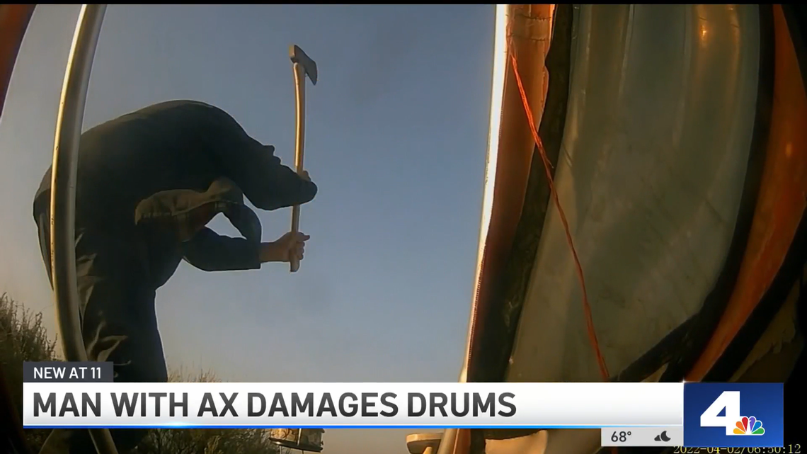 Andy Torres said he was playing the drums in a California park when an ax-wielding man attacked his drum kit.