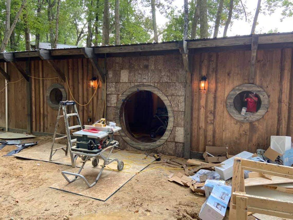 Having a circular door as the entryway to a house would be a violation of state building codes, Cherry said, so they built a discrete “main entrance” off to the side.