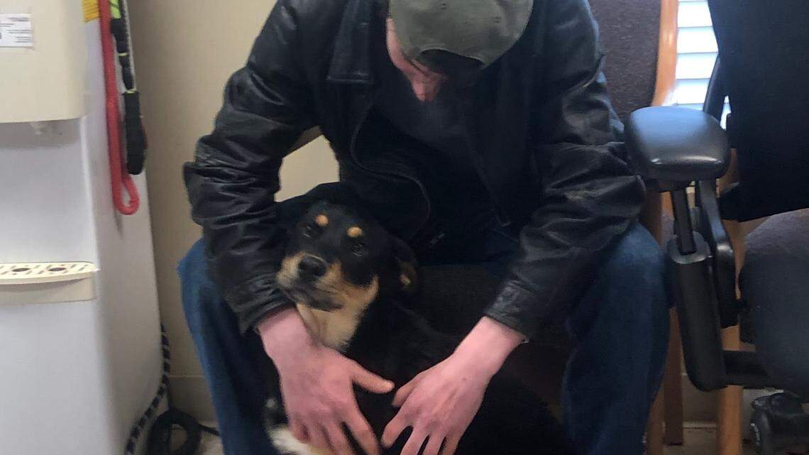 A four-month-old dog reunites with her owner, a 17-year-old in Mississippi who was forced to surrender her because he was homeless and could not afford her care. The community responded with an outpouring of support to help bring them back together.