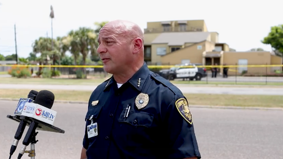 A Corpus Christi, Texas, officer was severely injured in a shooting after responding to a “disturbance” at an apartment. Screengrab from Corpus Christi Police Department on Facebook.