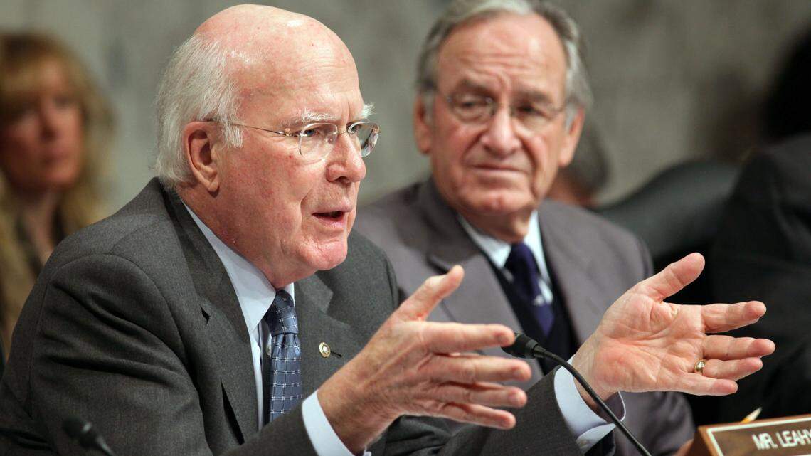 Sen. Patrick Leahy, third in line for the presidency, was hospitalized on Oct. 13, 2022. (AP Photo/J. Scott Applewhite, File)