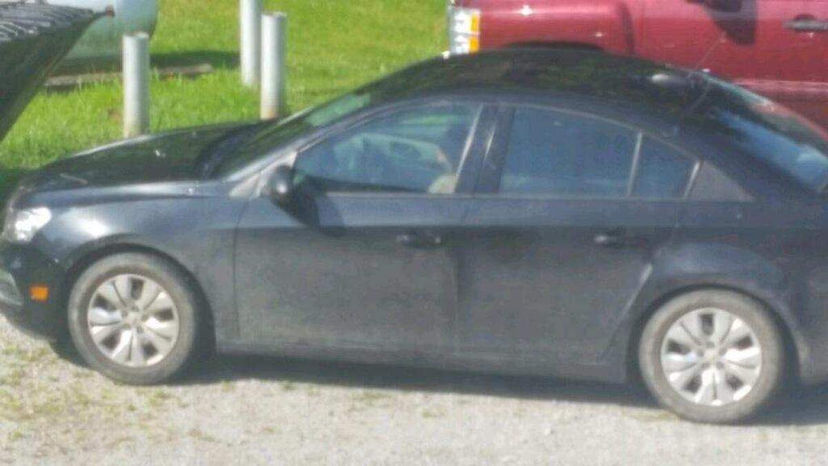 The black Chevy Cruz that Anthony Ward is suspected to be driving, according to authorities.