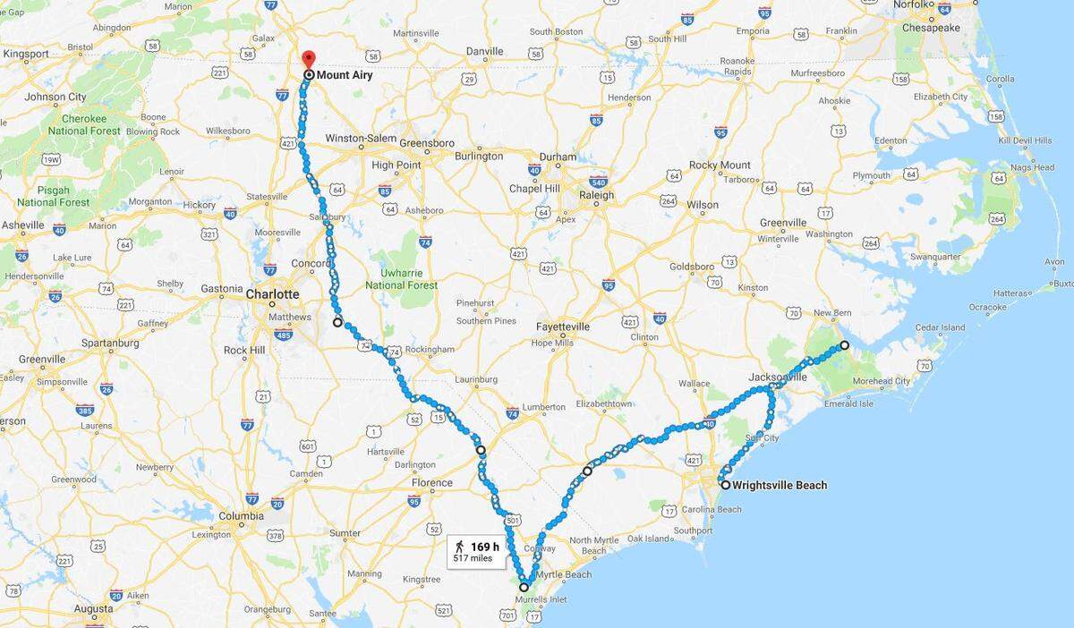It would take a human walking at a leisurely pace about two days less time to walk from where Tropical Storm Florence sat at 11 a.m. Saturday to any point north of North Carolina.