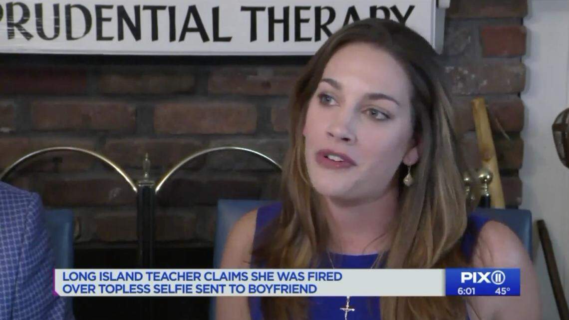 Bellport Middle School math teacher Lauren Miranda said she was fired by South Country School District in Long Island, New York, after her topless selfie was leaked to a student. She’s threatening to sue.