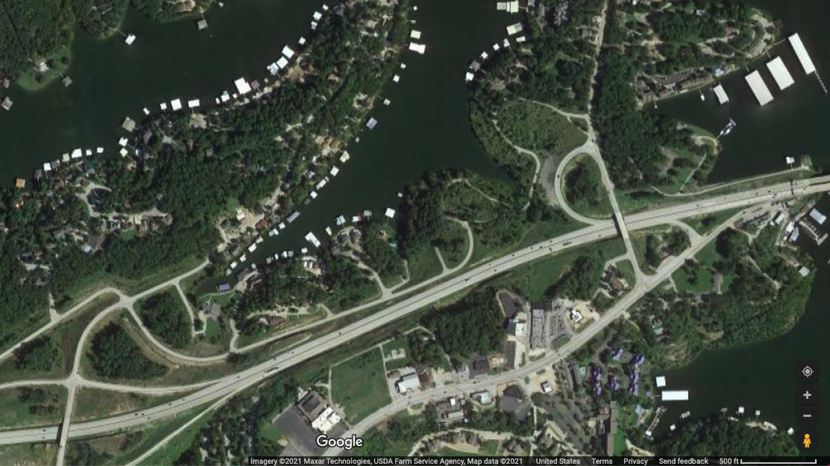 Kegri Ilu, a 32-year-old Warrensburg, Missouri, man, drowned in Lake of the Ozarks after slipping on a dock and falling in the water, state highway patrol said. Screengrab from Google.