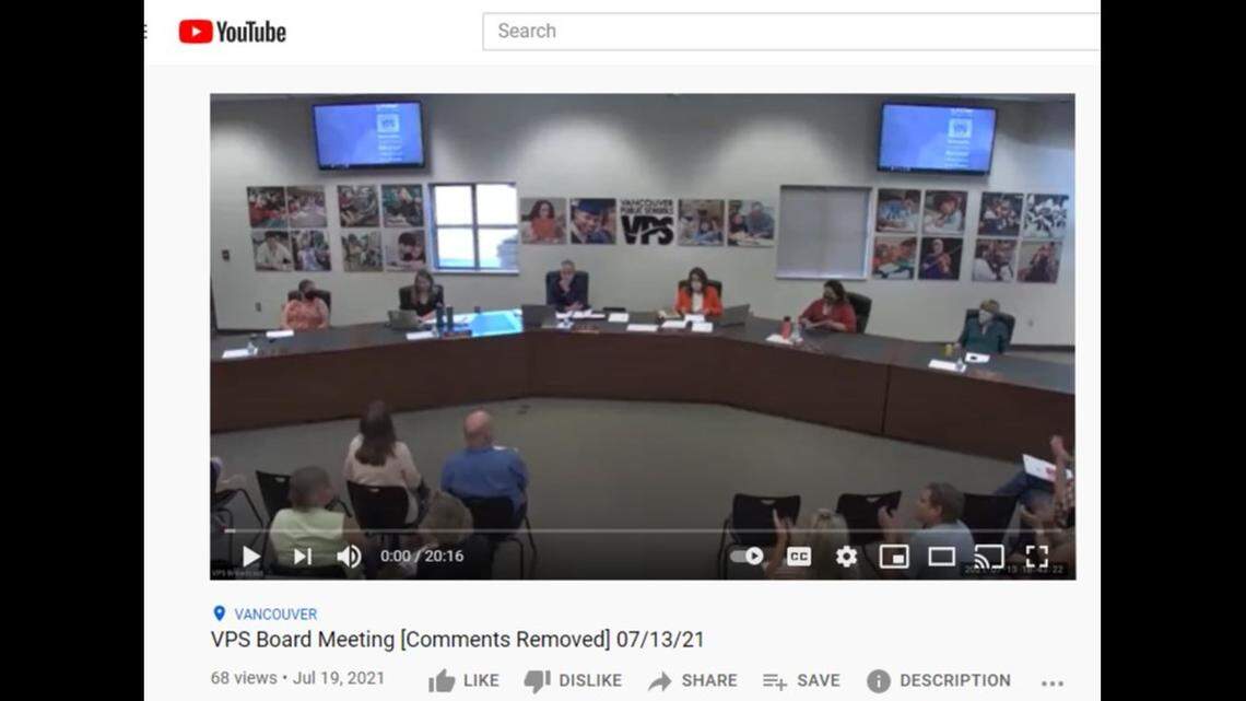 The Vancouver Public Schools Board of Directors re-uploaded a video of its July 13 meeting without the public comment portion after YouTube removed the original video July 17 because audience members spread disinformation about masks and the COVID-19 vaccine.