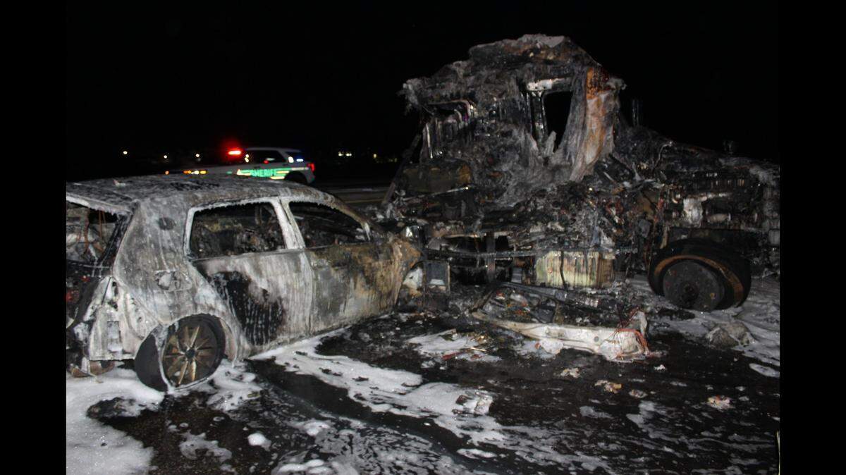 An SUV and a semi truck burst into flames after an accused drunk driver crashed, the Florida Highway Patrol said.