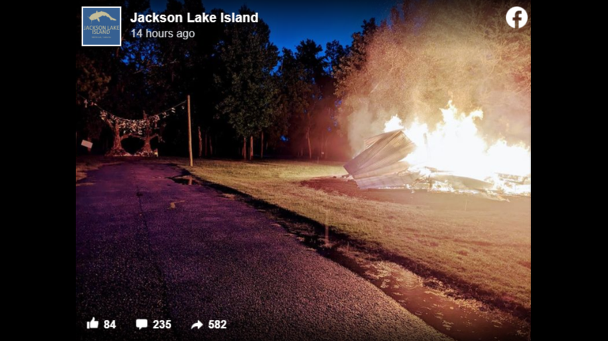 One of the homes featured in the 2003 film “Big Fish” was struck by lightning and destroyed on July 2.