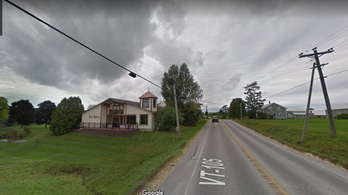 A man speeding on Route 105 in Vermont crashed into a cow near the Abbey Restaurant, pictured above, according to Vermont State Police. The driver died from his injuries.