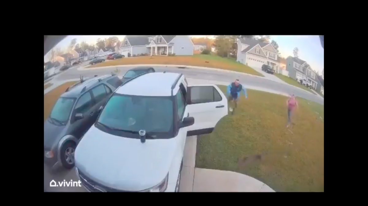 Surveillance footage showed a man throwing a bobcat after it attacked his wife. The video is believed to be linked to reports of a rabid bobcat in North Carolina.
