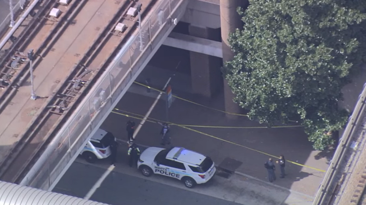 A man was shot and killed while sitting on a bench at a train station near Georgia State University, MARTA police say.