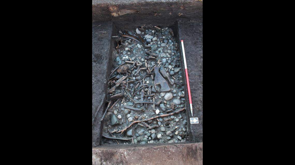 The trove of artifacts included animal bones, weapons, tools and traces of woodworking.