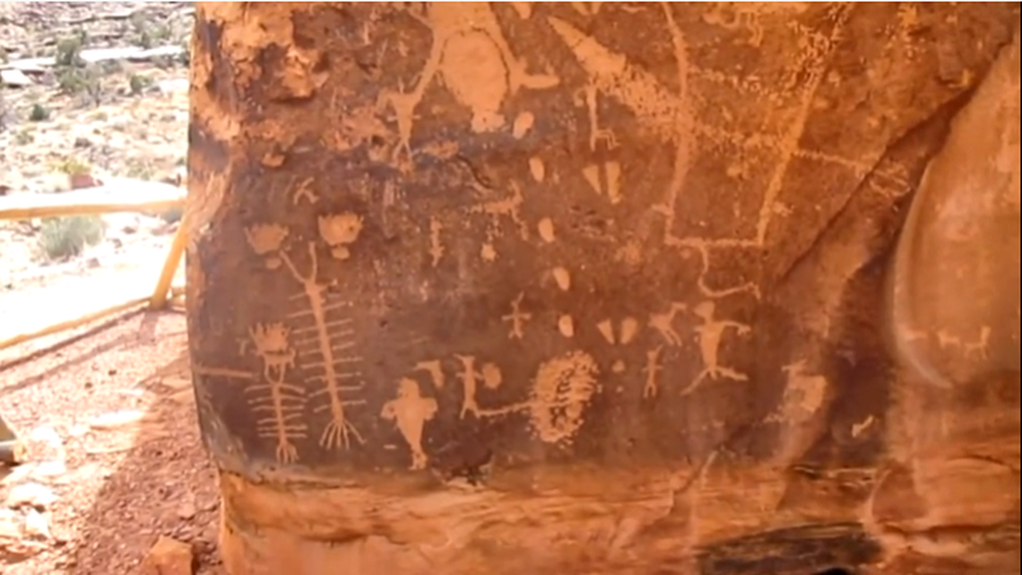 Petroglyphs at Birthing Rock in Utah were covered in graffiti that says “white power” and other offensive language.