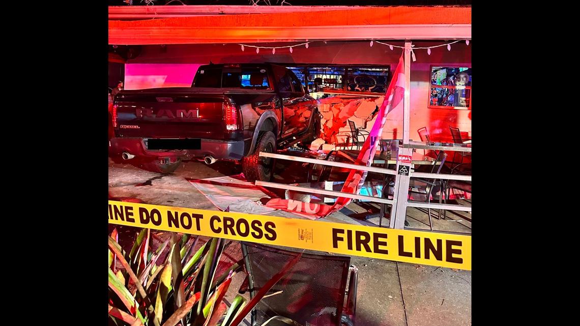 An impaired driver slammed through the wall of a bar, injuring four people, Florida police said.