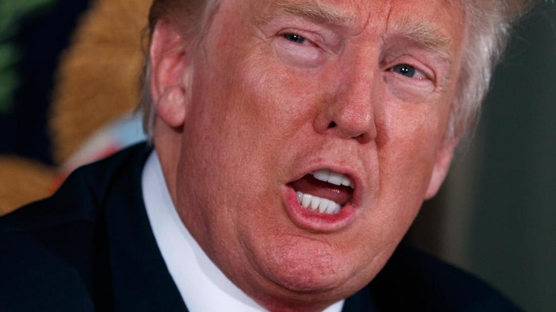 President Donald Trump talks about North Korea during a briefing on the opioid crisis, Tuesday, Aug. 8, 2017, at Trump National Golf Club in Bedminster, N.J.