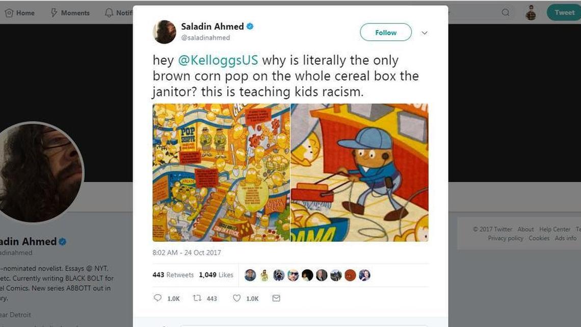 Screen capture of a Tweet from writer Saladin Ahmed.