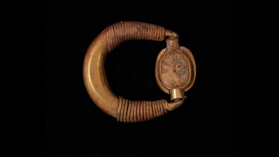 One of three rings unearthed by archaeologists in Egypt.